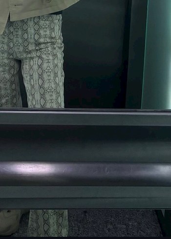 Zara Bej Yılan Desenli Kadın kot Pantolon