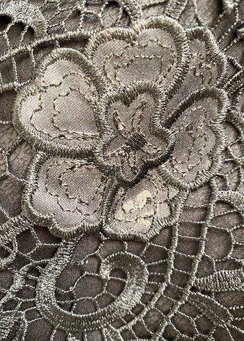 36 beden Dantel Detaylı Siyah Midi Elbise - Görsel 5