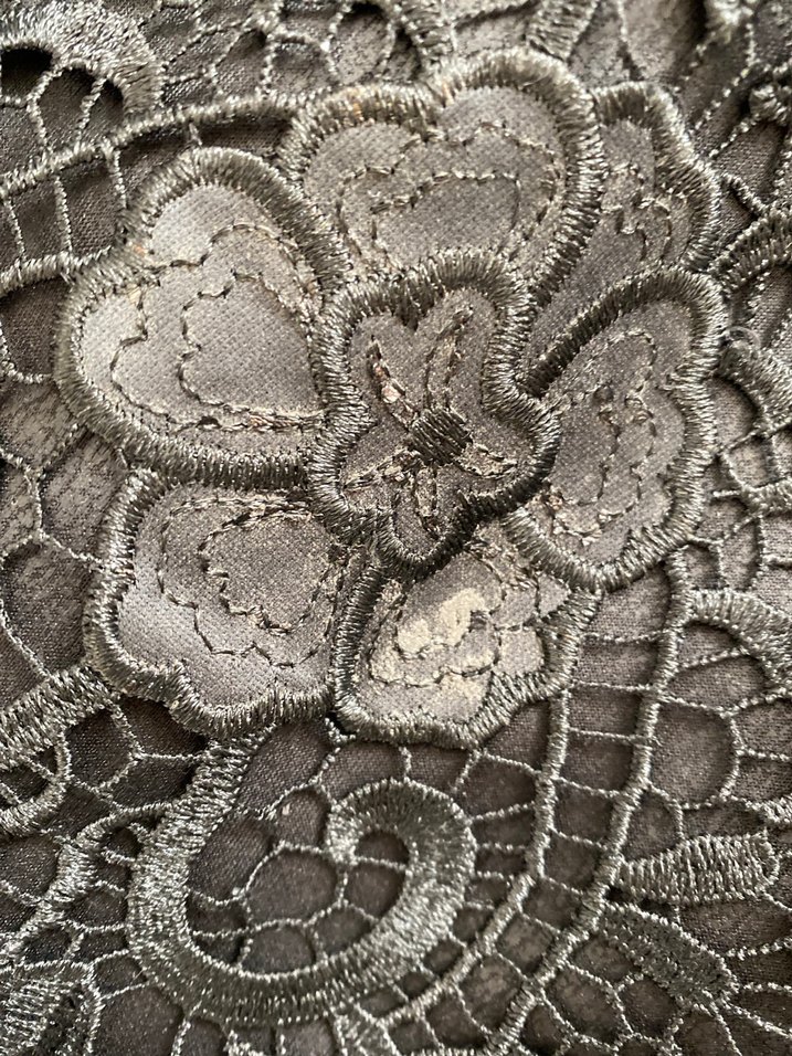 36 beden Dantel Detaylı Siyah Midi Elbise - Görsel 5