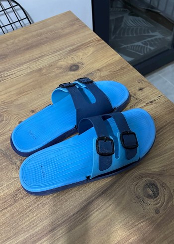 Mavi Erkek Bantlı Çift Toka Terlik - Görsel 3