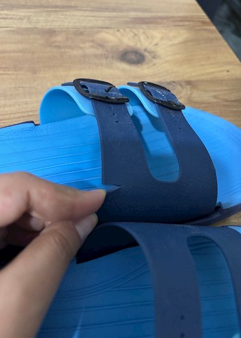 Mavi Erkek Bantlı Çift Toka Terlik - Görsel 2