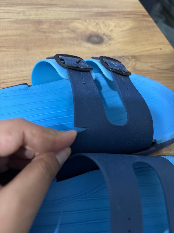 Mavi Erkek Bantlı Çift Toka Terlik - Görsel 2