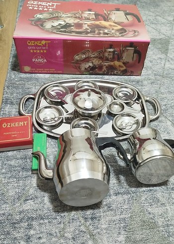 Gri Paslanmaz Çelik Çay Seti - Özkent - Görsel 3