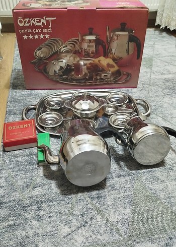 Gri Paslanmaz Çelik Çay Seti - Özkent - Görsel 2