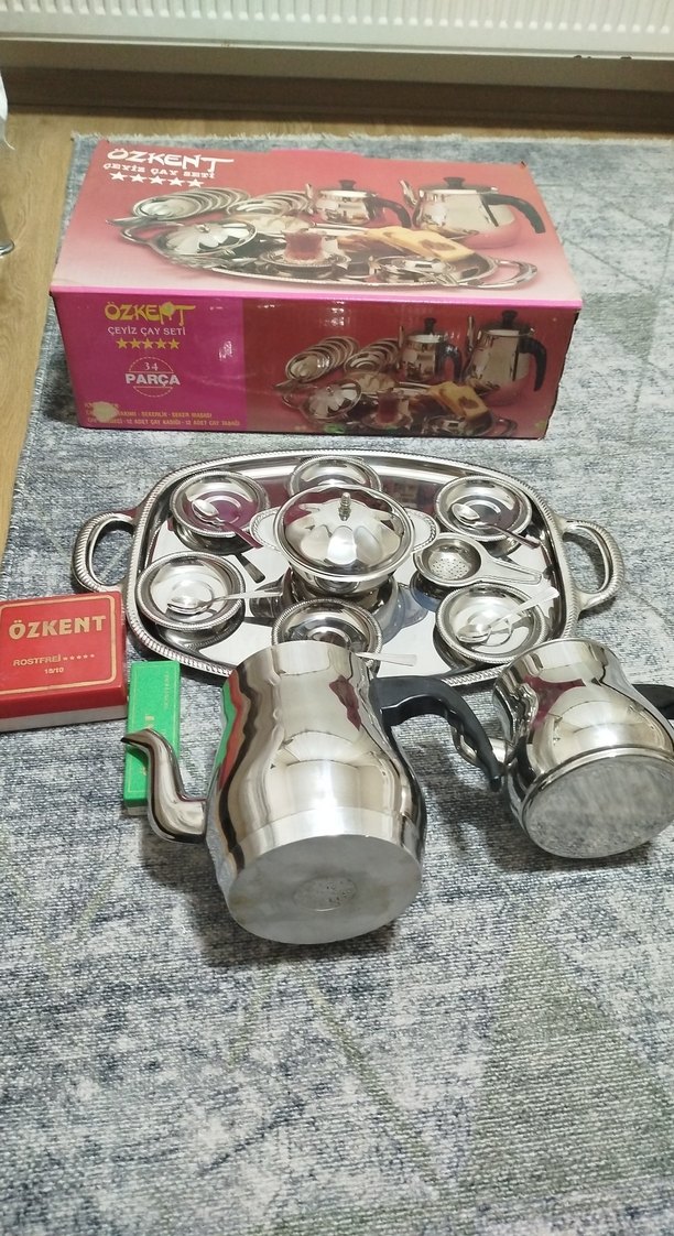 Gri Paslanmaz Çelik Çay Seti - Özkent - Görsel 3