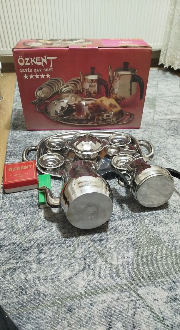 Gri Paslanmaz Çelik Çay Seti - Özkent - Görsel 2