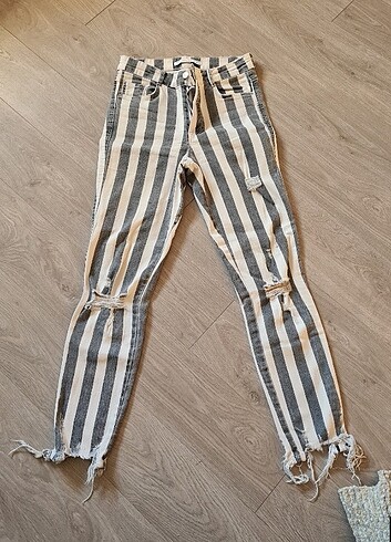 Zara Zara çizgili jean pantolon 