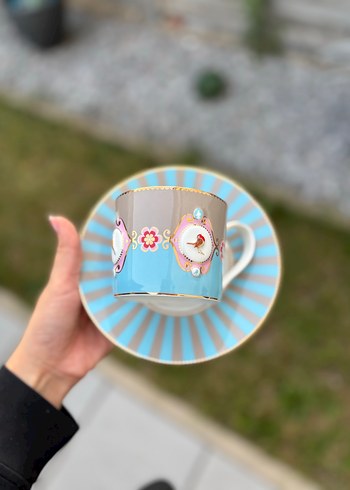 Pastel Mavi Love Birds Fincan Takımı