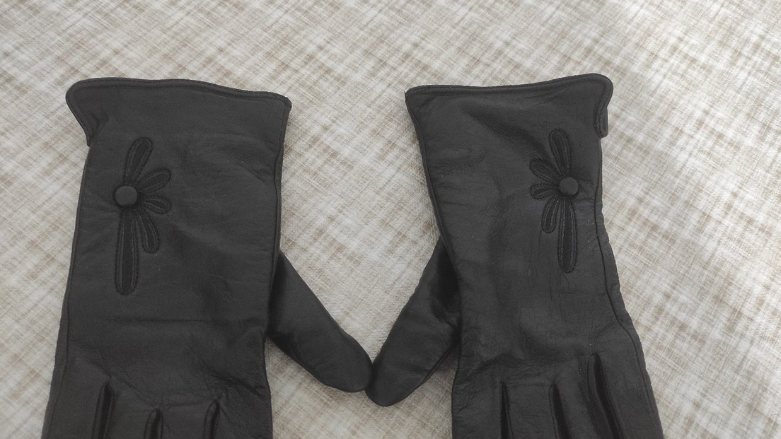 Matmazel Siyah Deri Kadın Eldiven - Görsel 2