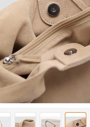 Mango gerçek Süet deri Kadın Omuz Çantası - Görsel 5