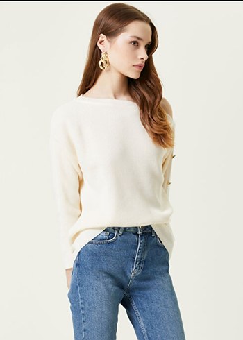 Krem Oversize Kazak - Görsel 3