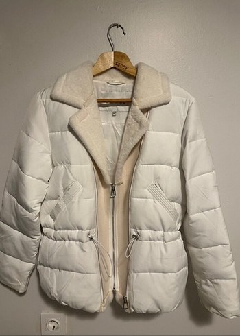 Beyaz Kürk Detaylı Kadın Kışlık Mont - Görsel 3