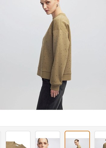 İpekyol hotfix baskılı haki Sweatshirt - Görsel 6