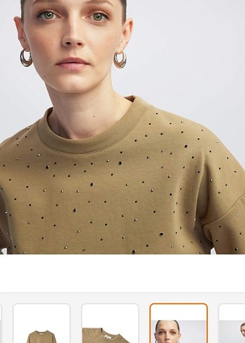 İpekyol hotfix baskılı haki Sweatshirt - Görsel 5