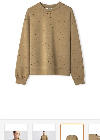 İpekyol hotfix baskılı haki Sweatshirt - Görsel 3