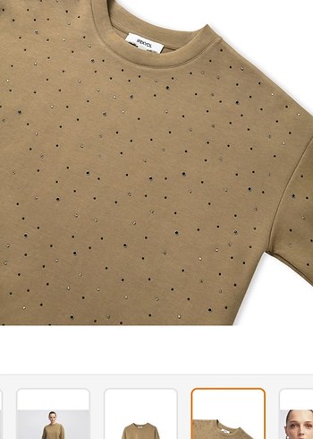 İpekyol hotfix baskılı haki Sweatshirt - Görsel 4