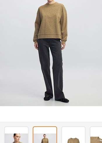 İpekyol hotfix baskılı haki Sweatshirt - Görsel 2