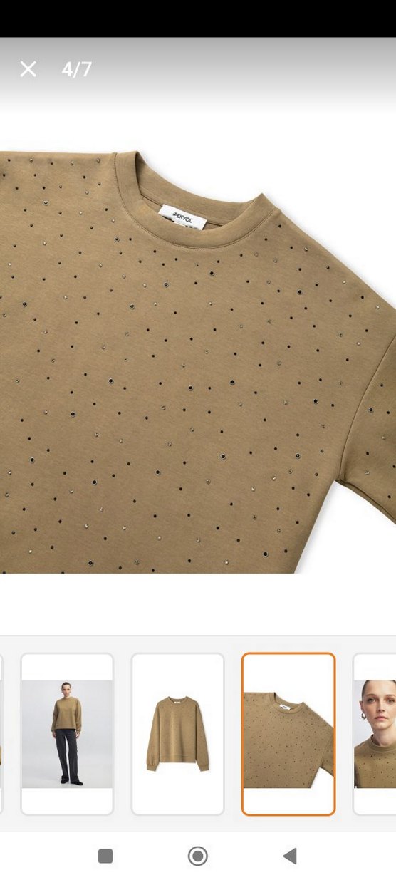 İpekyol hotfix baskılı haki Sweatshirt - Görsel 4