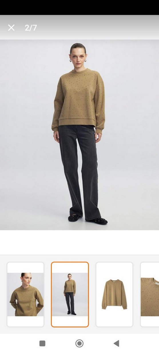 İpekyol hotfix baskılı haki Sweatshirt - Görsel 2