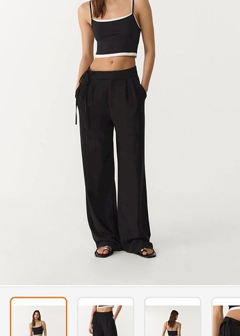 Siyah Kadın Rahat Kesim Kumaş jean Pantolon - Görsel 2