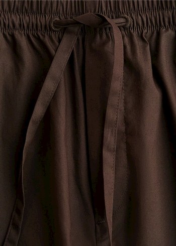 Kahverengi Beli Bağlamalı Kadınn Pantolon - Görsel 2