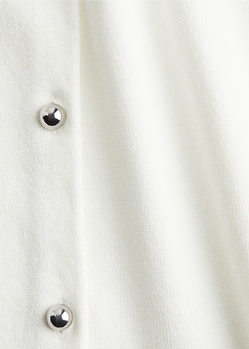 Düğmeli Beyaz Kadın Kolsuz Triko Yelek - Görsel 2