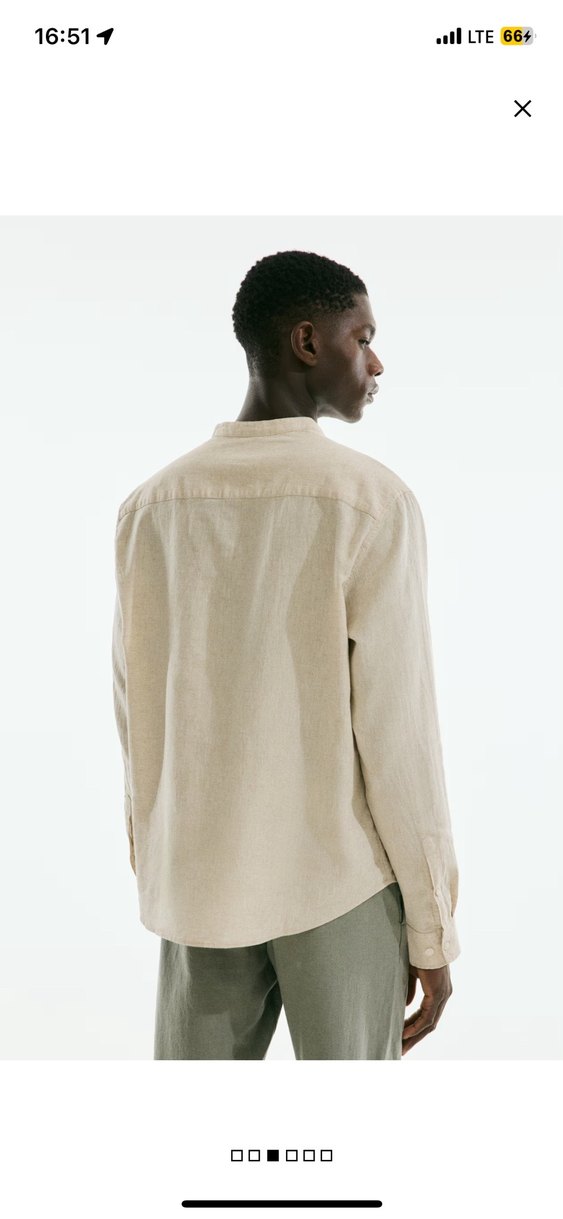 Bej Keten Karışımlı Erkek Gömlek - Görsel 2