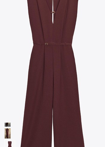 Bordo Kuşaklı Uzun Kadın Tulum - Görsel 3