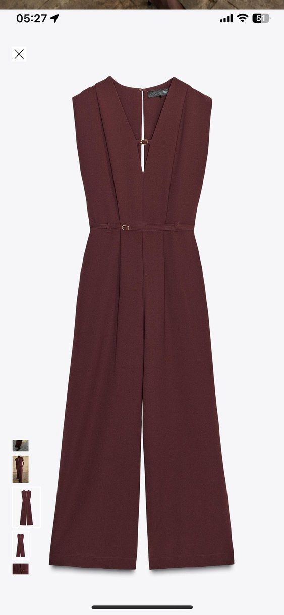 Bordo Kuşaklı Uzun Kadın Tulum - Görsel 3