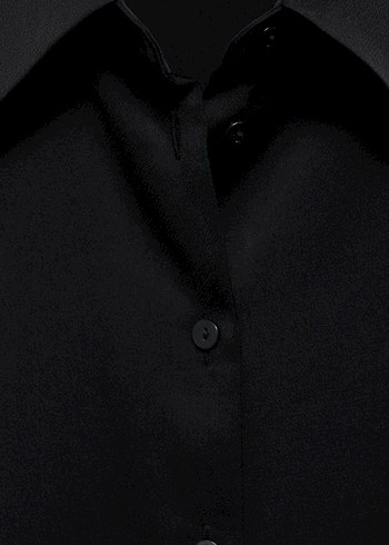 Düğmeli Siyah Kadın Uzun Kollu Gömlek - Görsel 2