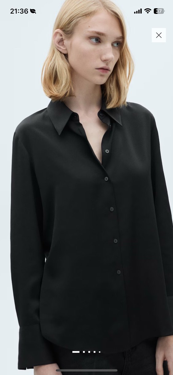 Düğmeli Siyah Kadın Uzun Kollu Gömlek - Görsel 3