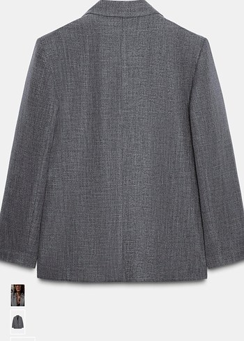 Gri Kadın Düğmeli Ofis Blazeri - Görsel 2