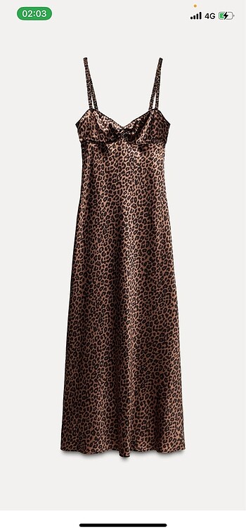 Zara Leopar desenli saten elbise