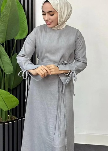 Zara Gri Uzun Keten etekli takım, Drapeli, Yüksek Yakalı