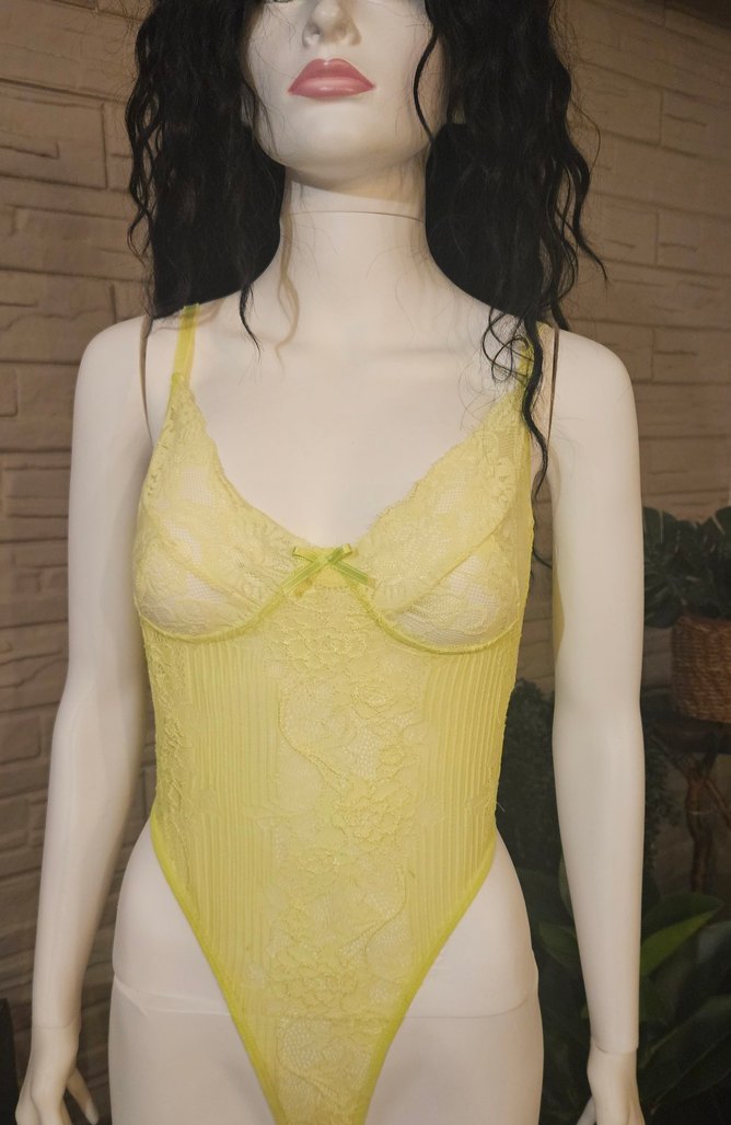 Sarı Dantel Detaylı Body - Görsel 4
