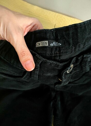 LCW siyah fitilli kadife çocuk pantolonu 