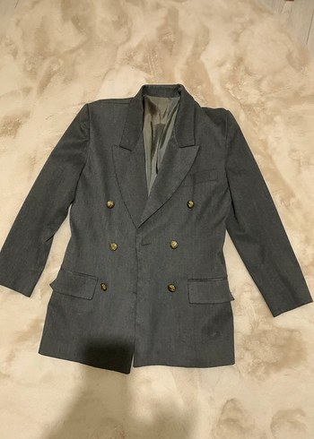 Düğmeli Gri Kadın Blazer Ceket