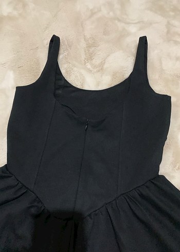 s Beden Siyah V Yakalı Mini Elbise