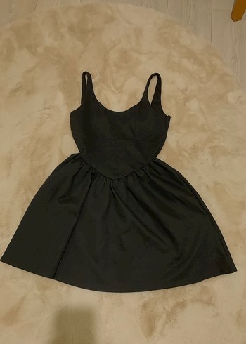 Siyah V Yakalı Mini Elbise