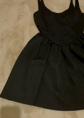 Siyah V Yakalı Mini Elbise - Görsel 4