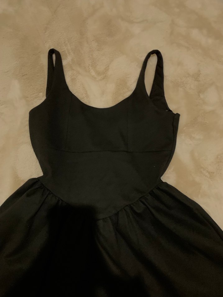 Siyah V Yakalı Mini Elbise - Görsel 3