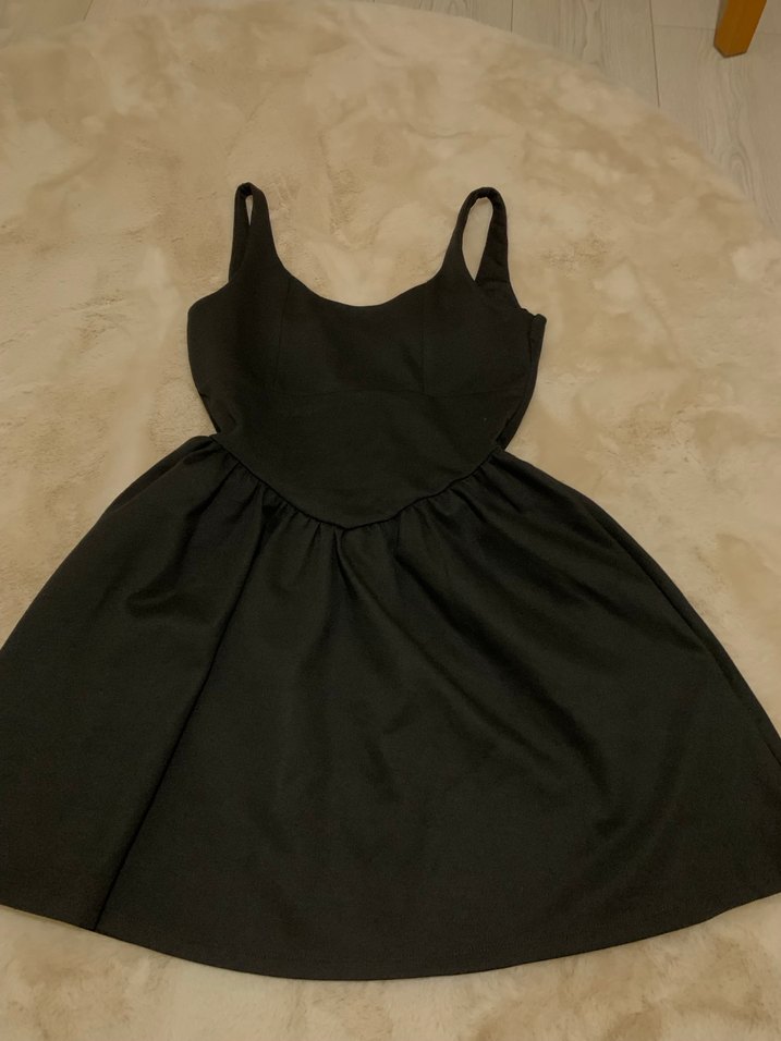 Siyah V Yakalı Mini Elbise - Görsel 2