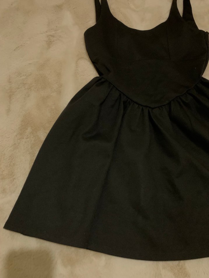 Siyah V Yakalı Mini Elbise - Görsel 4