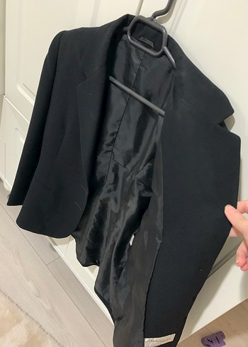 Siyah Kadın Ofis Blazeri, Düğmeli, Normal Boy - Görsel 4