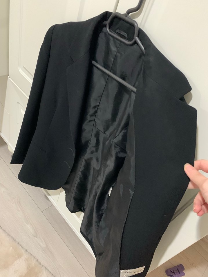 Siyah Kadın Ofis Blazeri, Düğmeli, Normal Boy - Görsel 4