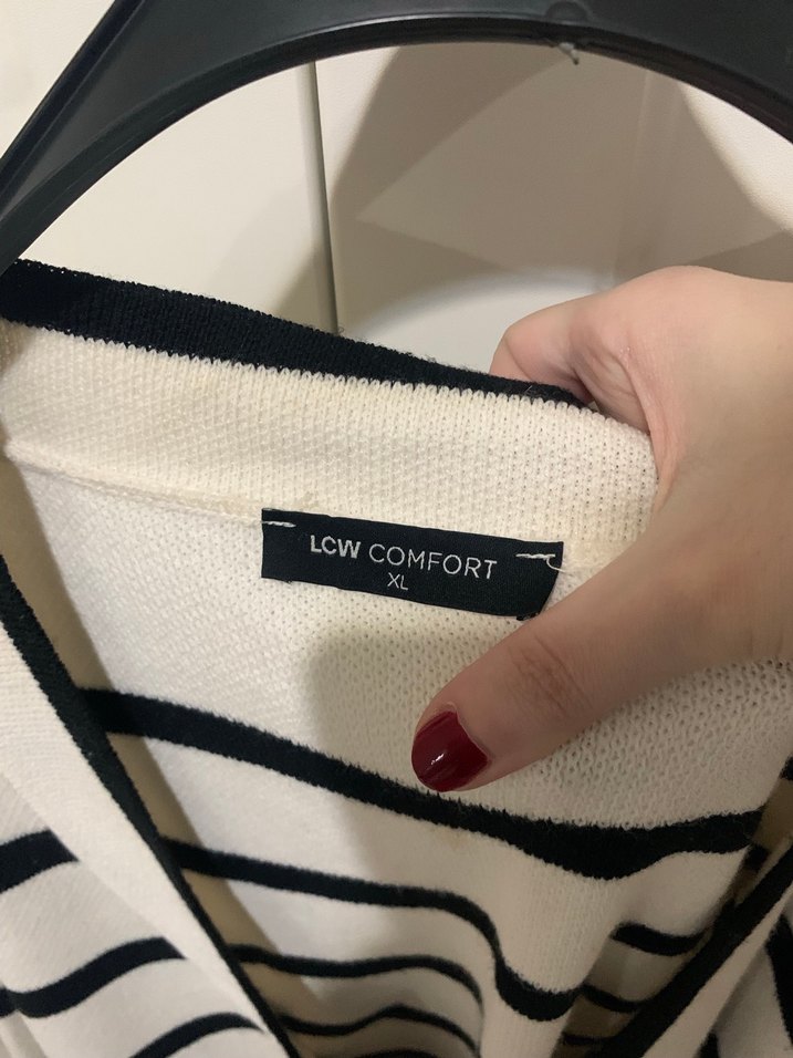 Çizgili Oversize Kadın Hırka - Görsel 3