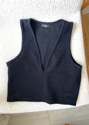 River Island Siyah V Yaka Kadın Triko crop.