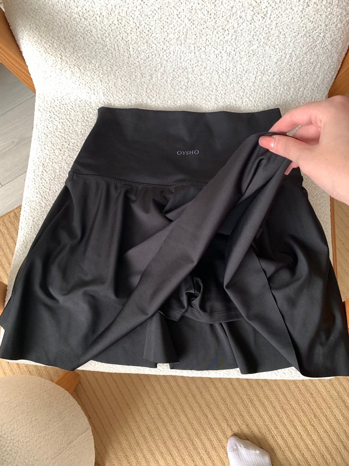 Siyah Pilili Midi Spor şortlu Etek - Görsel 2