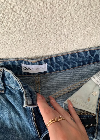 34 Beden mavi Renk Kadın Mavi Bol Kesim Mini Denim Şort