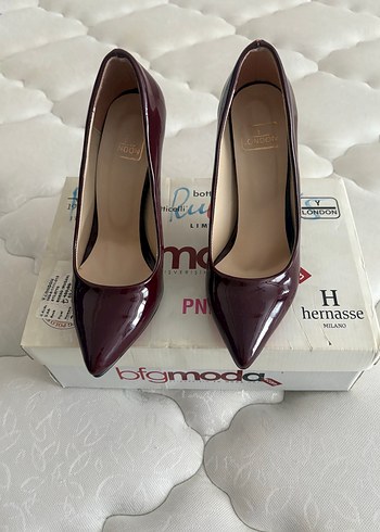 Bordo Rugan Stiletto Topuklu Kadın Ayakkabı